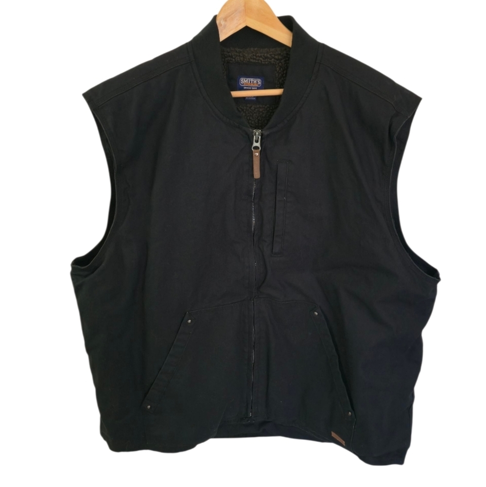 Smith's Work Wear Sherpa Lined Duck Vest  Black Size 3XB